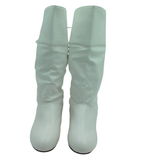 Women's Shein Almond Toe White Mid‎ Calf Boots Pull On Back Lace Size EU 41-US10 - Picture 2 of 12